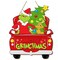 Christmas Door Hanging Sign Decorations, Merry Grinchmas Truck Wreath for Front Door, Wooden Door Signs of a Christmas Tree with a Dog Porch Wall Indoor Outdoor Holiday Decorations